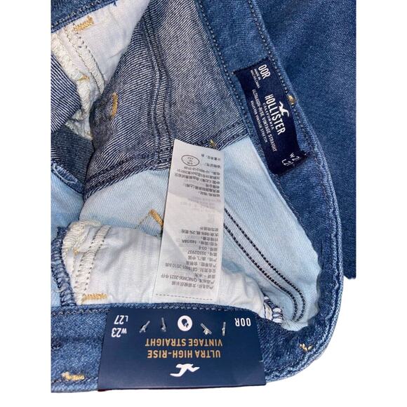 Hollister Vintage 90s Style Straight Patchwork Ultra High Sz 00R / W23 Jeans - Picture 5 of 7